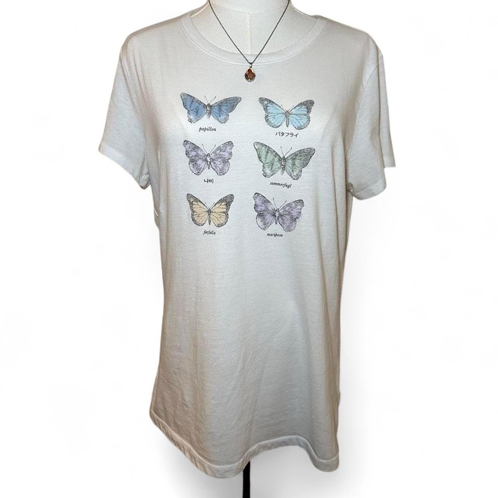 Aeropostale White Butterfly Graphic Tee